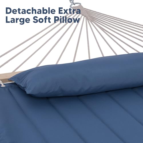 SUNCREAT 2 Person Free Standing Hammock with 15 ft Stand, 475 lbs Capacity, Backyard Hammock with Stand, Navy - color: Navy, size: 15 ft Stand