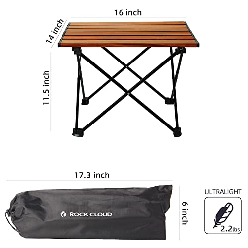 ROCK CLOUD Portable Camping Table Ultralight Aluminum Folding Beach Table Camp for Camping Hiking Backpacking Outdoor Picnic, Wood Grain - color: Wood Grain, size: Small