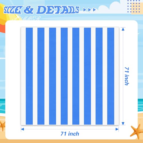 Peryiter Checkered Giant Beach Blanket 71 x 71 Inch Oversized Sandproof Towel Stripe Microfiber Quick Dry Lightweight Huge Blanket for Summer Hawaii Beach Travel Essentials Accessories(Blue) - color: Blue