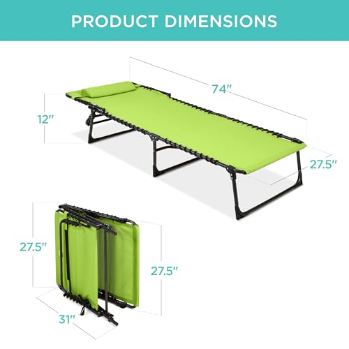 Best Choice Products Patio Chaise Lounge Chair, Portable Outdoor Folding Recliner for Lawn, w/ 8 Positions, Handles, 300lb Capacity - Lime Green - color: Lime Green