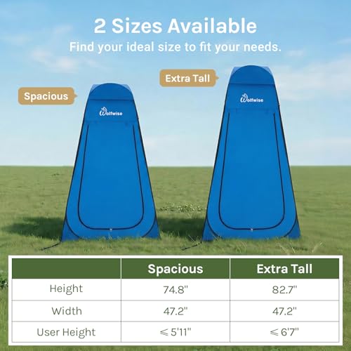 WolfWise Pop Up Changing Tent for Beach, Camping Portable Shower Tents, Outdoor Privacy Bathroom, Change Dressing Clothes Tent Pop Up Instant for Camp, Toilet, 6.2ft/6.6ft/6.9ft High - color: Blue, size: Spacious Pro: 74.8" H, 47.2" W