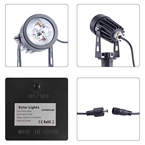 APONUO Solar Spotlights Landscape Lights Low Voltage Outdoor Solar Spotlight IP65 Waterproof 9.8ft Cable Auto On/Off with 4 Cool White for Outdoor Garden Yard Landscape Downlight (4-in-1) - color: Cool White, size: 4-IN-1