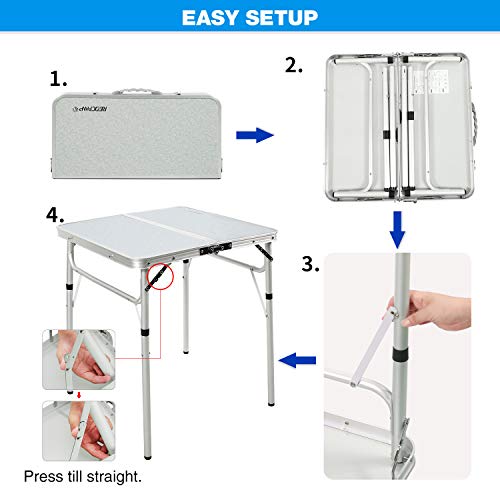 REDCAMP Small Square Folding Table 2 Foot Adjustable Height, Portable Aluminum Camping Table Lightweight for Picnic Beach Outdoor Indoor, White 24 x 24 inch - size: 24''L x 24''W(2 heights10"/27")