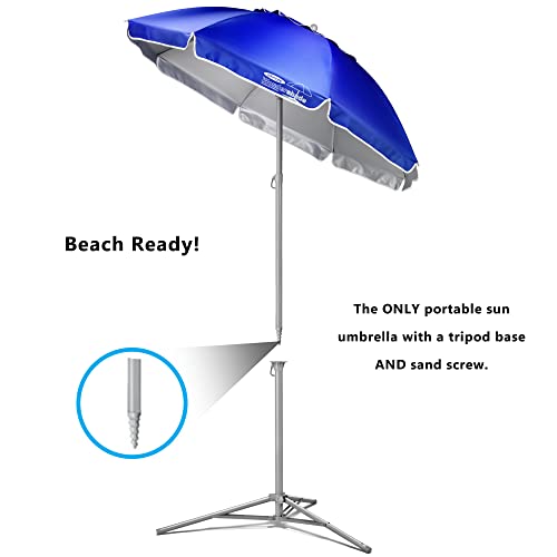 Wondershade Ultimate Portable Sun Shade Umbrella – Lightweight Adjustable Outdoor Patio & Beach Umbrella with Tripod Base (Blue) - color: Royal Blue