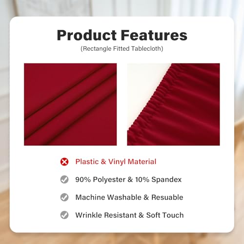 Fitted Rectangle Tablecloth 20 x 30 Inch Elastic Table Cloth for 2.5ft Table, Stretch Spandex Table Cover Burgundy Washable Polyester Table Top Cap Cover for Dining Picnic Camping Indoor and Outdoor - color: Burgundy, size: 30" x 20" (Rectangular)