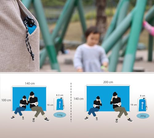Outdoor Pocket Blanket, 55"x79" Waterproof Foldable Compact Small Pincic Blanket, Ultralight Tarp for Camping, Festival, Beach, Hiking, Backpacking, Travel and More, Stakes Included - color: Sky Blue, size: 79"*55"