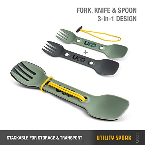 UCO Utility Spork 3-in-1 Combo Spoon-Fork-Knife Utensil - color: Green/Charcoal