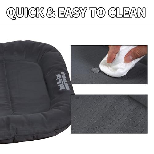 Durable Outdoor Dog Bed with Pillow Around Curling Sleep Fully Waterproof Indoor Cat Bed Crate Mat Stable Kennel Pad, for Pets (Charcoal, Medium(30x21in)) - color: Charcoal, size: Medium(30x21in)