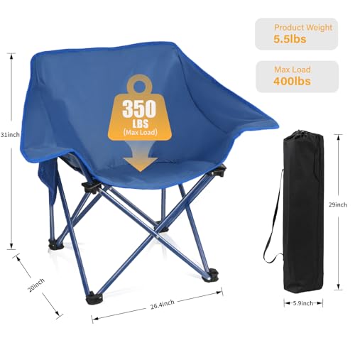2 Pack Portable Camping Chair Compact Collapsible Outdoor Folding Sports Chairs for Adults Heavy Duty Camp Sporting Events Park Lawn 400 Lbs Blue - color: Blue, size: single chair﻿
