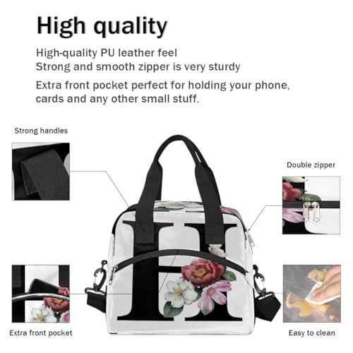 Letter H Insulated Lunch Bag for Women Men Reusable Waterproof Lunch Box Cooler Tote Bag One shoulder portable meal bag Portable Adult Lunchbox for Work Picnic Hiking Beach - color: Letter H