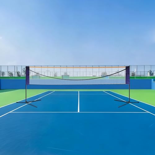 20 ft Portable Badminton Net & Adjustable Sports Net, Multi-Sport Net with Height Adjustment, Foldable Volleyball Tennis Net Set for Indoor Outdoor Court Backyard and Beach Games