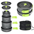 Alocs Camping Cookware Set - Lightweight Camping Pots and Pans - Portable Outdoor Cookware with Kettle - Camping Cookware Mess Kit for 2 - style: Ergo-grip Edition (4-piece)