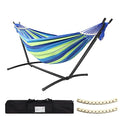 SZHLUX Double Hammock with Stand Included 450lb Capacity Steel Stand, Premium Carry Bag Included.Indoor Outdoor Brazilian-Style Cotton Bed for Backyard, Camping,Garden,Green - color: Green