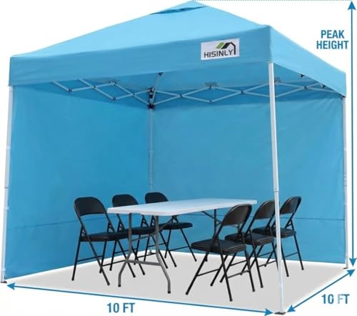 8x8ft Pop Up Canopy Tent with Removable Sidewall, Instant Shade Canopy with Vented Roof for Patio Outdoor Camping with Wheel-Bag, 4 Sand Bags, 8 Stakes, Sky Blue - color: Sky Blue