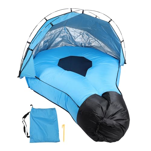 Inflatable Lounger Air Sofa with Sun Shade Water Proof Blow Up Couch Chair for Beach Outdoor
