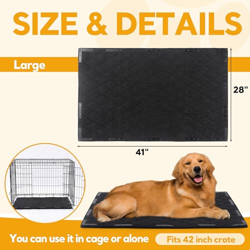 HOMBYS Chew Proof Dog Bed Mat with 20 Metal Rivets - Indestructible Kennel Pad for Teething Puppies & Aggressive Chewers, Durable Waterproof Crate Mat for Large Dogs, 41" x 28" (Indoor/Outdoor Use) - size: 41" X 28"