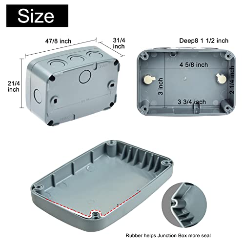 NineLeaf Outdoor Junction Box IP66 Waterproof Electrical Enclosure 4.9"x3.3"x2.3", PVC/ABS Project Box with 4PK 20mm Cable Glands, Weatherproof Grey Case for Outdoor Wire Connections, 2 Set - color: 2PK, size: Medium+4*M20