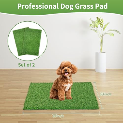 30 x 20 inches 2 Pack Fake Grass Pee for Dogs Artificial Grass Rug Pad for Puppy Potty Washable Grass Mat for Pet Training with Drainage Hole - size: 30 x 30 Inch (Pack of 2)