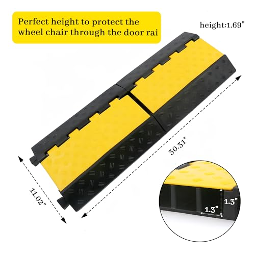 Rubber Cable Ramp Cable Protector Ramps Wire Hose Protective 3 Channel Traffic Rubber Plastic Cord Cover Speed Bump for Asphalt Concrete Gravel Driveway Outdoor, 1 Pack - color: 3 channel-1 pack