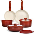 GIPP 11PCS Ceramic Pots and Pans Set Non Stick, Nonstick Cookware Set Detachable Handle, Red Black Gradien Pots and Pans Induction Kitchen Cooking Sets, RV Cookware Sets for All Stoves - color: Red and Black Gradient, size: 11PCS