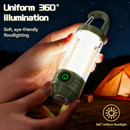 Ultra Bright Camping Lantern, 1200mAh Camping Lights with 3 Colors & 4 Brightness, SOS, Max 1500LM, Waterproof Rechargeable Flashlight Lantern for Power