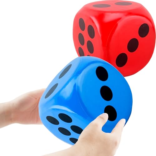 2 Pieces 6 Inches Large Foam Dice Set Giant Foam Dice Soft Dot Dice Toy for Family Educational Toys Parent Child Board Games Nights Casino Themed Party Decoration (Color Set 4) - color: Color Set 4