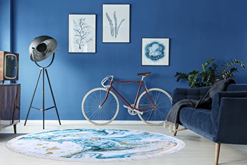 Benefeet Sox Beach Towel Large Round Mandala Pool Towels Tassels Microfiber Quick Dry Beach Blanket Throw Bohemian Roundie Swim Pool Circle Towel, 59 Inches - color: Blue Marble Liquid Quicksand