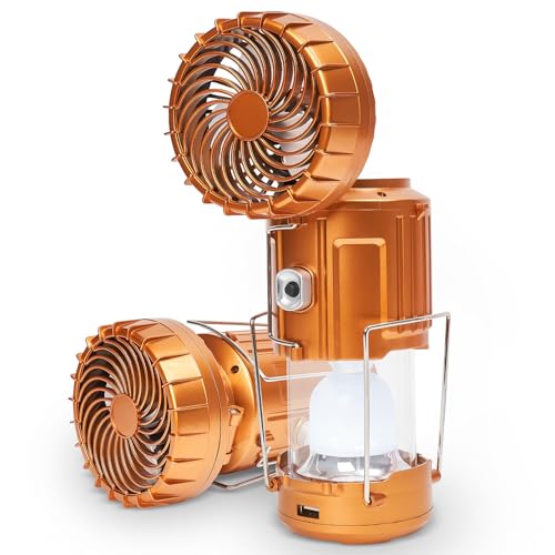 5-in-1 Solar Light and Fan (Gold) - Rechargeable Lantern with Phone Charger & Portable Power for Hurricane, Emergency, Camping, Power Outage - style: Classic – Gold