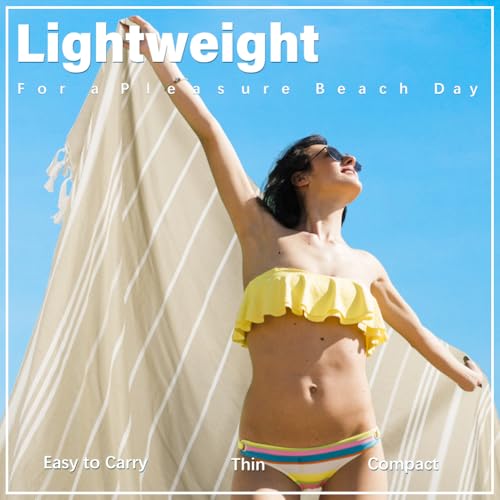 Giant Turkish Beach Towel Blanket 85x75 Cotton XXL Extra Large Oversided Bath Pool Blankets XL Huge Bed Sand Free Throw Towels Picnic Outdoor Big Quilt Necessities Cloud Gifts for Adult Beige - color: Beige, size: XXL(85×75 in,215×190 cm)
