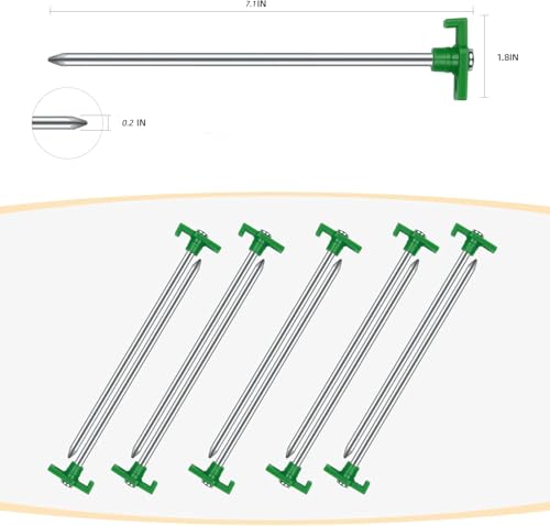 Tent Stakes Camping Stakes,AVOFOREST 7.1inch Non-Rust Metal Tent Pegs Ground Stakes Tent Spikes Camping,Garden,Hiking Green (Green 12pcs, 7.1IN) - color: Green 12pcs, size: 7.1 IN
