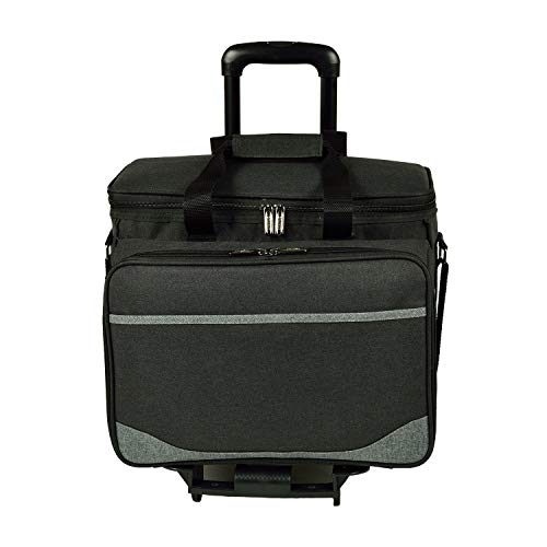 Picnic at Ascot Original Insulated Picnic Cooler with Service for 4 on Wheels-Designed & Assembled in The USA - color: Charcoal