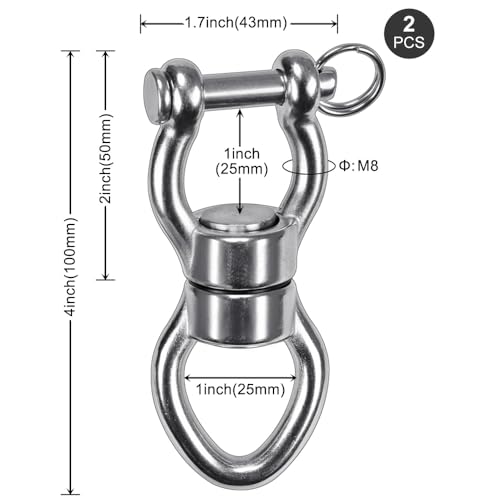 SELEWARE Silent Bearing Swing Swivel, 360° Rotational Device Hanging Accessory with Removeable Buckle for Tree Swing, Hammock Chair, Climbing Rope, Yoga, Kids Swing Swivel 1200LB Capacity, 2 Pack - color: Swivel - Style D Only, 2 Pack