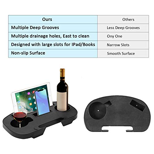 Coolrunner Zero Gravity Chair Tray with Cup Holder, Mobile Device Slot, Snack Tray, and Water Cups, Black