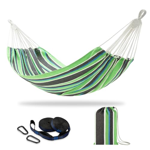 CHULIM Brazilian Double Hammock with Tree Straps,Extra Large 94x63IN,2 Persons Hammock for Backyard Patio Outdoor and Indoor,450lbs Weight Capacity,Soft Woven Cotton Fabric - Black Stripe - color: Black Stripe