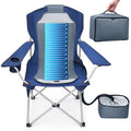 Camping Chair with Cooling Pad – Cools 50°F in 20 Sec, Folding Beach Chair with Cup Holder, Side Pocket, 330 lbs Heavy Duty, Includes Storage Bag – Ideal for Sports Events, Excludes Battery - color: Slate Gray, style: Camp Chair