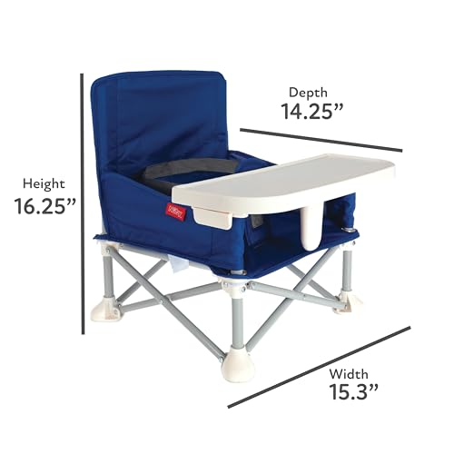 Nuby Pop-Up Booster Seat with Removable Tray - 6+ Months - Portable Booster Seat for Floor for Indoor/Outdoor Use - 3-Point Safety Adjustable Straps - Summer Travel Essentials - Blue - color: Blue