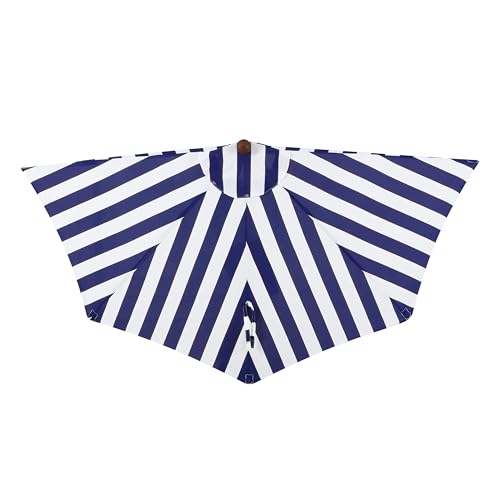JONATHAN Y Half Umbrella UMB1201B Beverly 9 ft. Designer Classic Scalloped Fringe Market Patio with Crank, Push Button Tilt and UV Protection in Navy/White - color: Navy/White