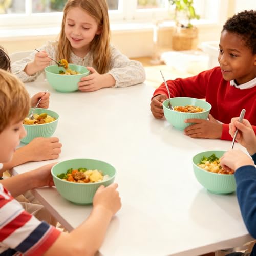 Reusable Cereal Bowls Set of 4, BPA Free Lightweight Bowls, Dishwasher Safe Green Bowls for Rice, Pasta, Snacks, Fruit & Desserts - color: Green
