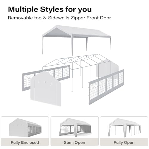 LAUSAINT HOME 10x30 Party Tent, Heavy Duty Waterproof Canopy with Removable Sidewalls & Roll-Up Door, Large White Event Shelter with Steel Frame for Wedding, Backyard, BBQ, Camping, for 20–40 People - size: 10x30