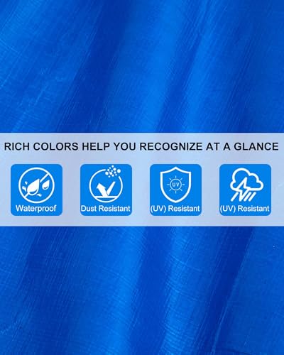 SmoothNovelty 3 Pcs Large Waterproof Tarp 8 x 10 ft Heavy Duty 5.5 Mil Thick Poly Tarpaulin with Grommets Multipurpose Protective Cover for Summer Home Boats Cars Camping Rv Pool Tent - color: Green,blue,silver, size: 8 x 10 ft
