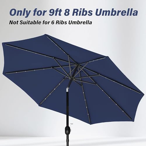 Simple Deluxe 2 Pack 9' Patio Umbrella Replacement Canopy Only Outdoor Table Market Yard Umbrella Replacement Top Cover with 8 Ribs, Dark Blue - color: 2P-Dark Blue Canopys, size: 9ft