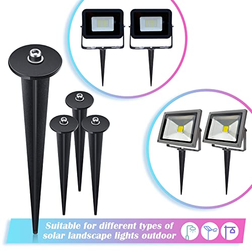 16 Packs Threaded Spike Flood Light Ground Stake Metal Replacement Stakes for Solar Lights Outdoor LED Solar Light Stakes with 16 Hex Screws for Gardens Yard Path Lawn 6.3 Inches (Black)