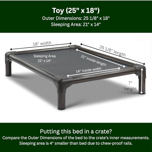 Kuranda Chewproof Elevated Dog Bed - Walnut PVC - 25" x 18" - Heavy Duty Vinyl - Smoke - color: Smoke, size: 25" x 18" - Walnut PVC