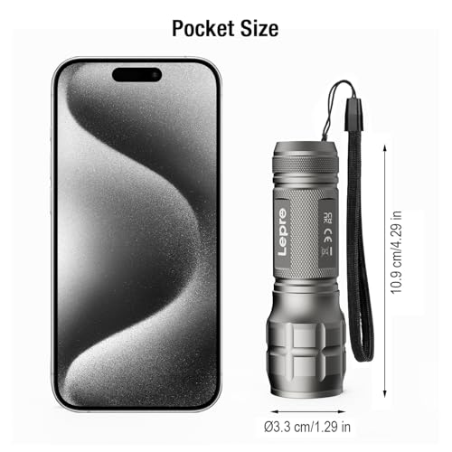 Lighting EVER LED Flashlights High Lumens, Small Flashlight, Waterproof, Adjustable Focus Flash Light for Outdoor, Emergency, Camping, AAA Batteries Included, 2 Pack - color: Gray