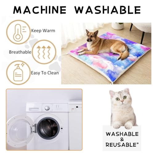 Nttopship Dog Cat Bed Mat Ultra Soft Fluffy Pet Bed Washable Fashion Dog Crate Beds Comfy Comfy Pet Sleeping Pad Suitable for Pet Raised Bed(30"x26",Colorful Clouds) - color: Colorful Clouds, size: Medium