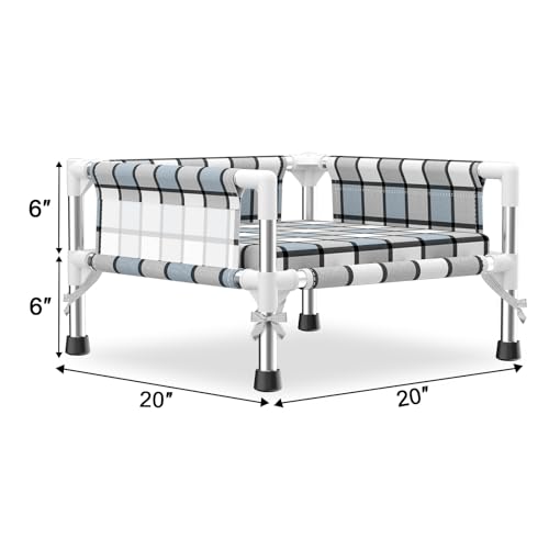 Elevated Raised Outdoor Dog Bed - Cooling Washable Dog Cot with Guardrail, Durable & Breathable Cotton Mesh Pet Hammock Beds with Stainless Steel Pipe Frame for Small Pets (Cushion-S) - size: Cushion-S