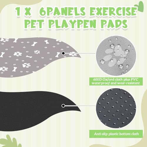 Marsui Dog Playpen Bottom Pad Fits for 36inch W and 24inch H 6 Panels Exercise Pet Dog Mat Puppy Crate Pad Reusable Washable Pet Training Pee Mat Hoop and Loop Design, Playpen Not Included (Gray) - color: Gray
