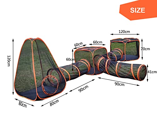 6 in 1 Pet Cat and Dog Tunnel Tent Foldable Pet Tent Outdoor Pop Up Pet Playpen Cage Fences House (Styles 1) - style: Styles 1