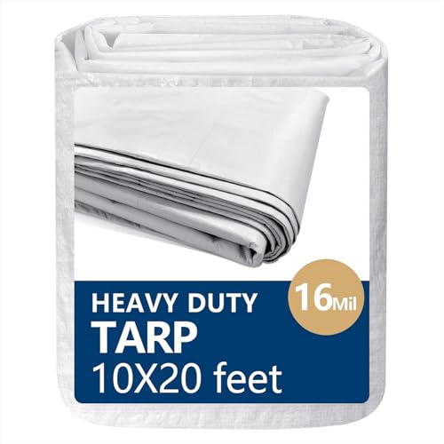 10X20 Feet Thickened Waterproof Tarp, 16 Mil Heavy-Duty Trap, Tarpaulin Cover for Camping, Emergency Rain Shelter, Outdoor Gear Protection, UV Resistant, Reinforced Grommets. - color: 16 Mil, size: 10X20 feet