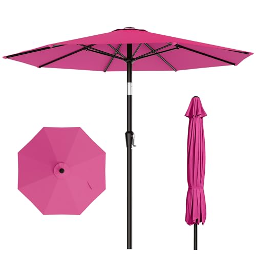 AreShark 10 FT Outdoor Patio Umbrella, Patio Table Umbrella with Push Button Tilt and Crank, Outdoor Patio Umbrellas with 8 Fiberglass Ribs, Patio Umbrellas for Market, Garden, Pool (Rose Pink) - color: Rose Pink
